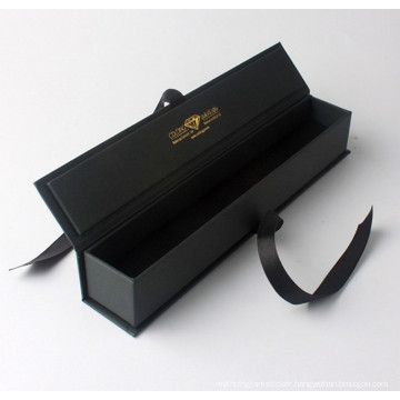 Black matte paper box with ribbon